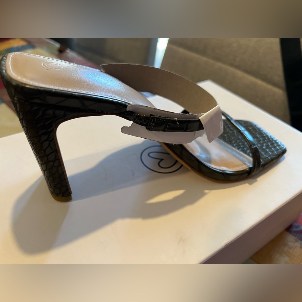The Drop Women's Avery Square Toe Two Strap High Heeled Sandal